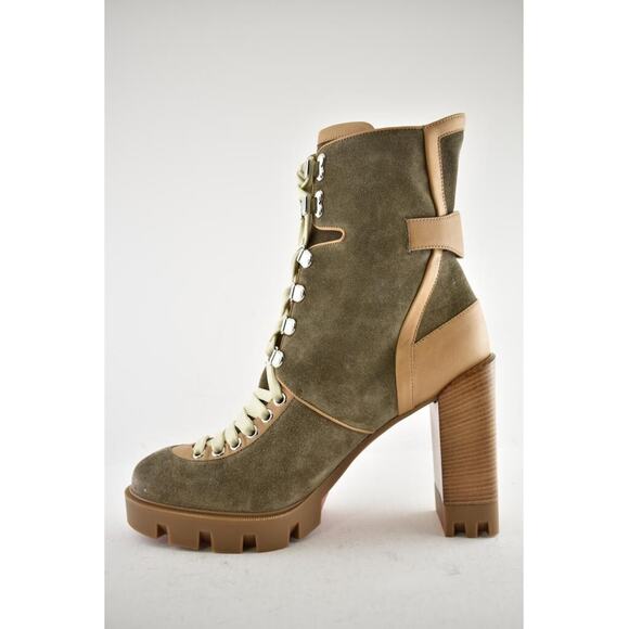 Christian Louboutin Macademia 100 Grey Suede Lace Up Block Heel Combat Boot 40 - Picture 8 of 11